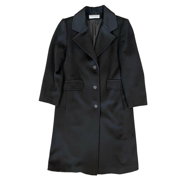Forrani Forecaster womens Vintage Long Wool Overcoat sz 8 Black Fitted Midi Coat - Picture 1 of 7